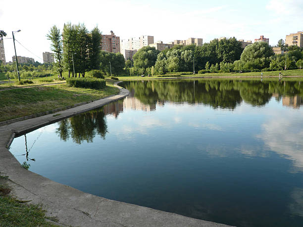summer in city park at sunny day