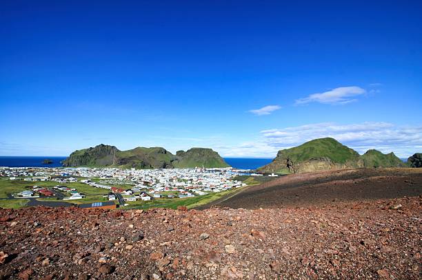istock Panoramic view of Heimaey town from Eldfell volcano, Iceland. 2253464049