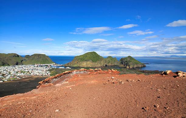 istock High-angle panoramic view of Heimaey from Eldfell volcano, Iceland. 2253464067