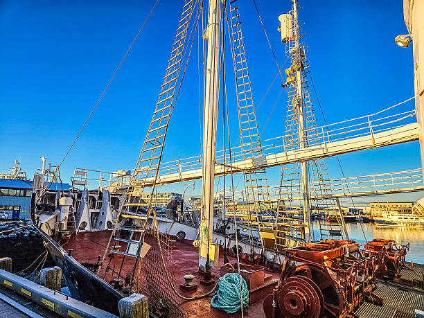 istock Ship Deck with Winch, Ropes and Industrial Maritime Equipment 2253475277