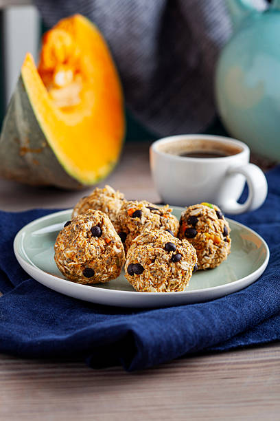 Healthy Pumpkin Oat Balls with Coffee