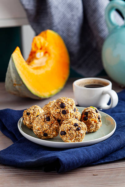 Healthy Pumpkin Oat Balls with Coffee