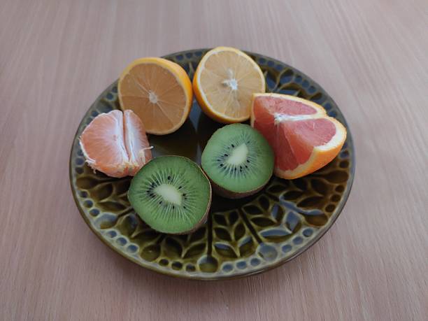 Fresh fruits on the wooden table