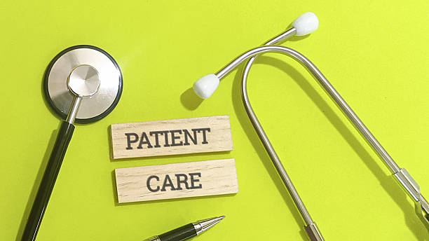 istock Medical tools for patient care on bright green background 2253486839