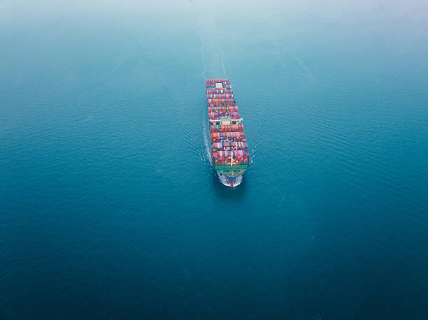 istock Aerial View of Freight Ship with Cargo Containers 2253490633
