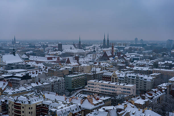 istock Wintry Wroclaw skyline with Wroclaw Cathedral and Old Town spires 2253496218