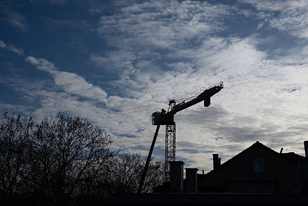 Silhouette of a construction crane