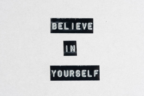 istock Believe in yourself text on white paper background. Conceptual image. 2253499918