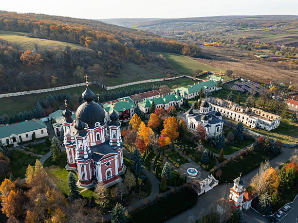 istock Curchi Monastery aerial view in autumn Moldova 2253501011