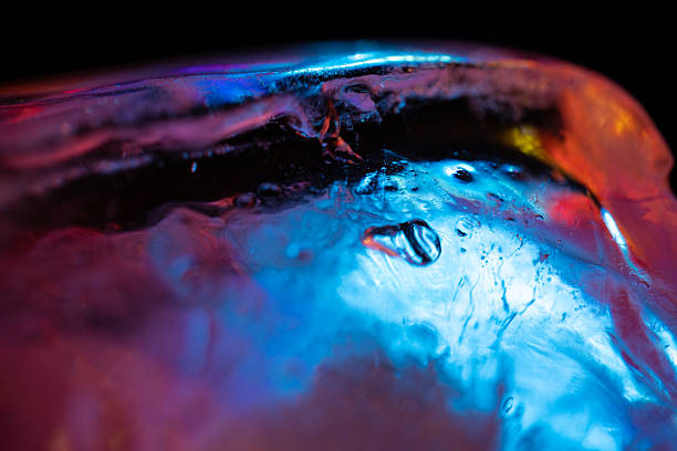 Texture of winter ice surface. Blue natural ice background.