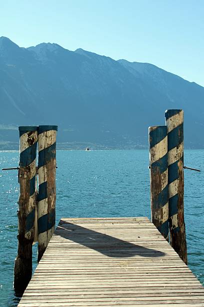 Little dock at Lake Garda,  Limone sul Garda, Lombardy, Italy