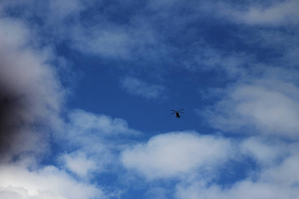 istock A helicopter flying in the air 2253517640