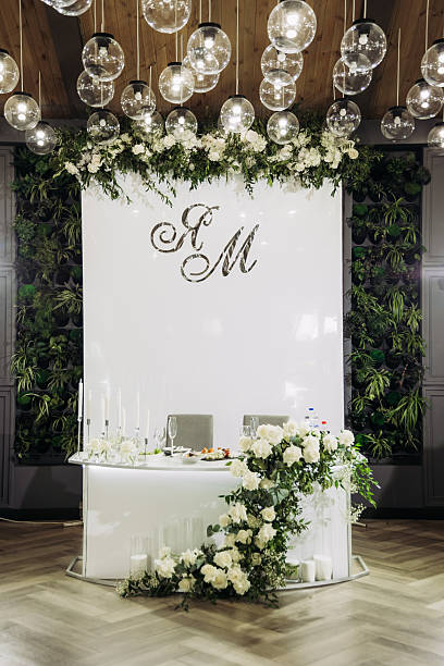 istock A white wall displaying the bride and grooms initials for their day 2253521879