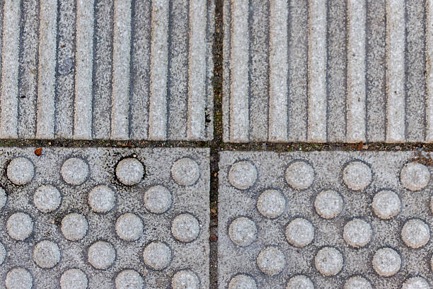 Tactile paving providing guidance and warning for visually impaired pedestrians