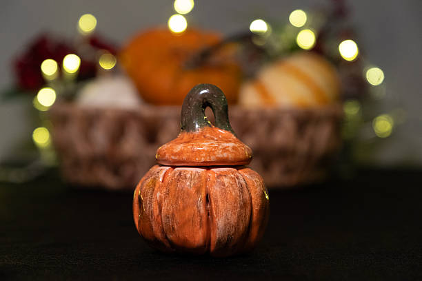 istock Ceramic pumpkin ornament. Christmas themed design. 2253525116
