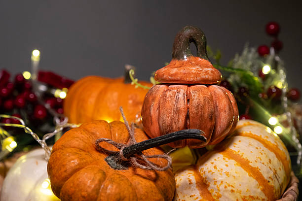 istock Ceramic pumpkin ornament. Christmas themed design. 2253525131