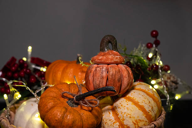 istock Ceramic pumpkin ornament. Christmas themed design. 2253525144