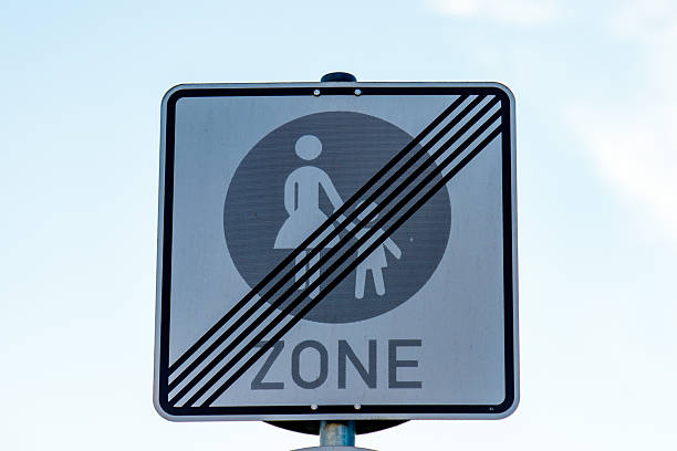 istock Urban pedestrian zone end sign against sky 2253525338