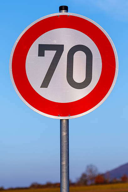 istock Speed limit 70 road sign regulating public roads 2253525917