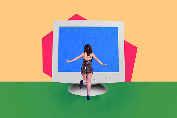 istock Collage with person near retro computer monitor symbolizing work overload digital routine modern business burnout 2253527609