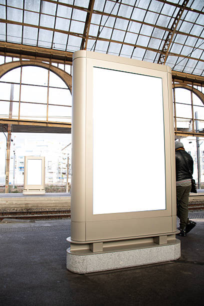 istock mpckup of vertical led backlight advertising panel in nice european train station 2253528525
