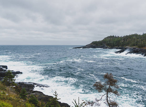 istock Rough ocean surf along rugged headland 2253532986