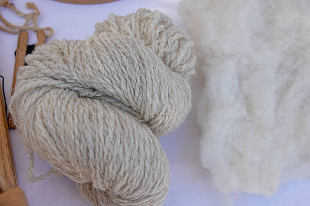 istock white animal wool for yarn and skein of white threads 2253533124