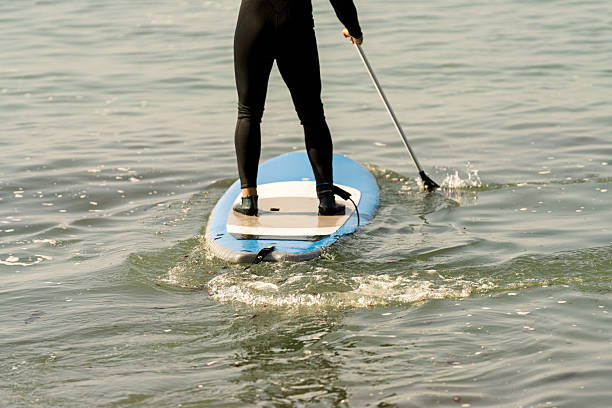 istock Adult man paddle boarding on ocean surface 2253536356