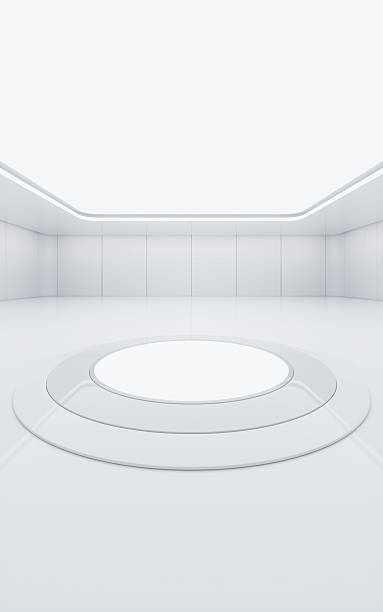istock Empty stage in the white futuristic building, 3d rendering. 2253536638