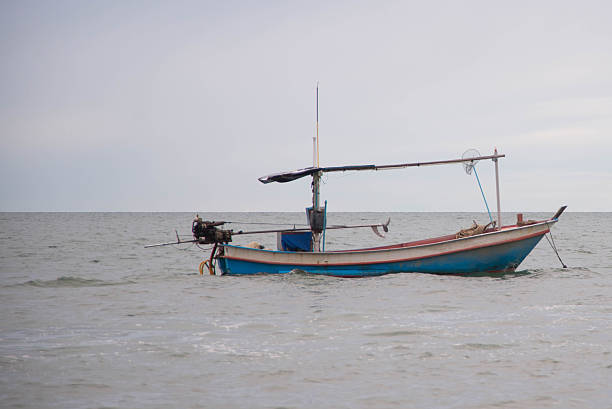 fishing boats are anchored at sea