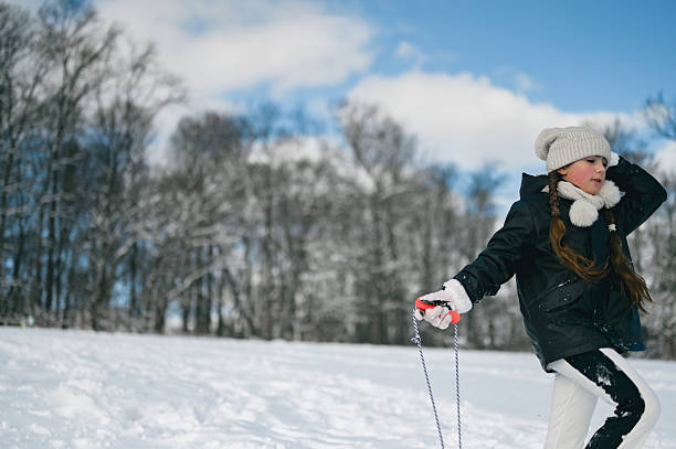 cheerful woman outdoors in a field in winter walking with a dog Lifestyle. High quality photo