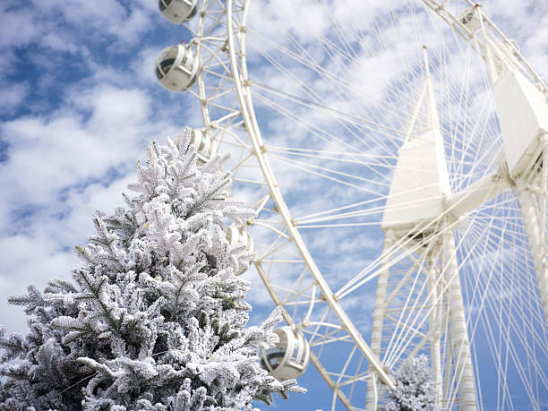 istock Ferris Wheel and Christmas Tree in the Snow 2253544977