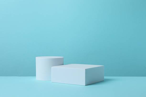 istock Podiums on a blue background 2253562860