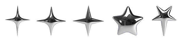 set of 3d chrome silver star