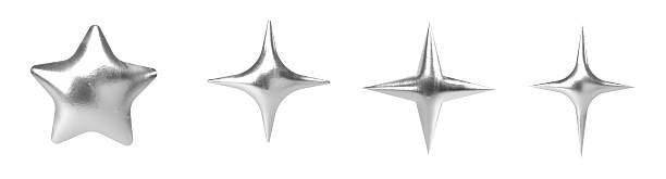 set of 3d chrome silver star