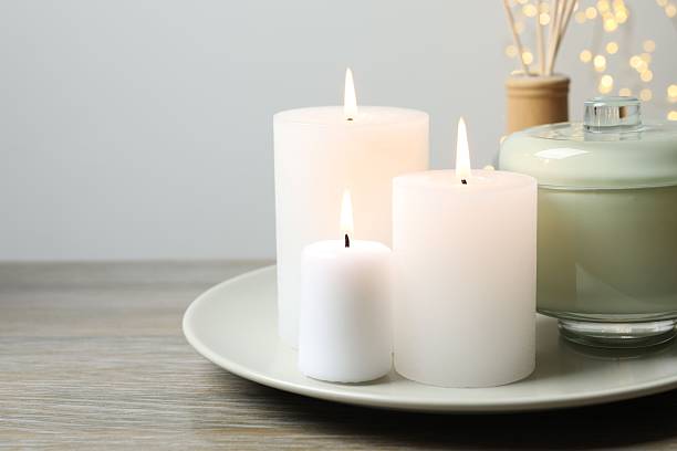 istock Beautiful composition with candles on the table 2253571239
