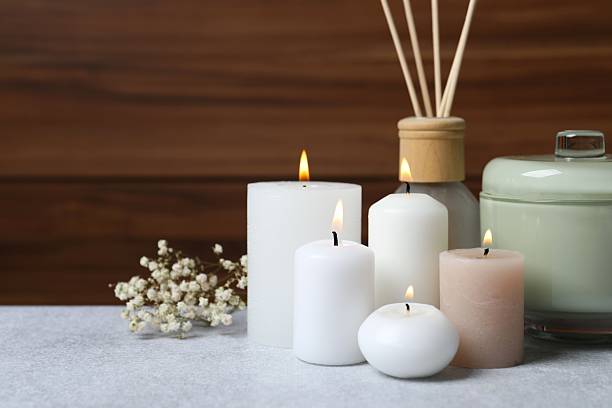 istock Beautiful composition with candles on the table 2253571246