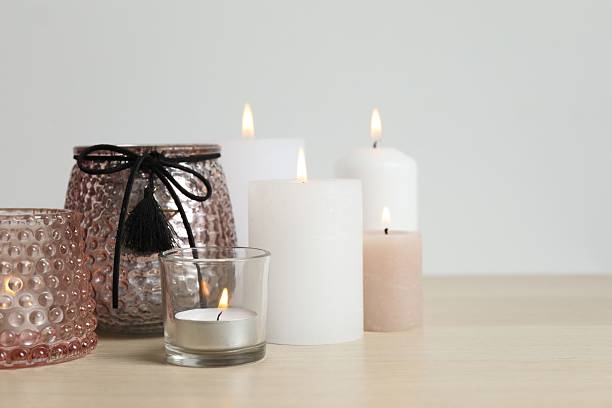 istock Beautiful composition with candles on the table 2253571369
