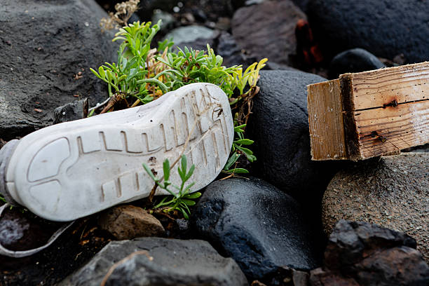 After storms, the sea brings trash to the coast