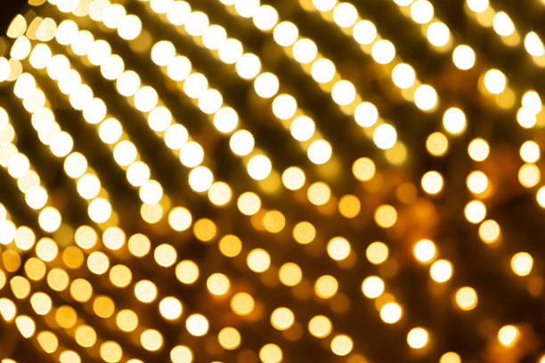 Blurred Yellow Fairy Lights Texture for Christmas Backdrop.