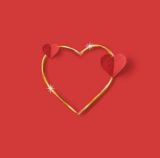 Red heart shapes on black sticks over red background