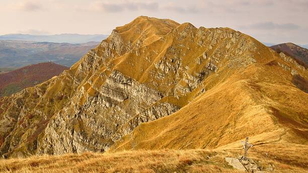 Monte Marmagna summit and ridge in autumn, Italy.