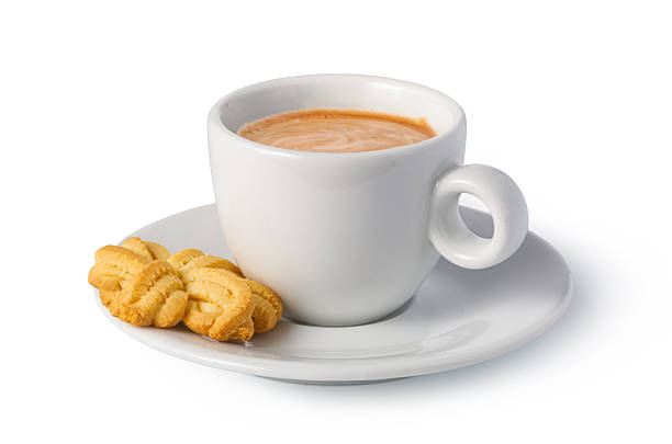 istock Espresso coffee cup with biscotti cookie on saucer 2253589733