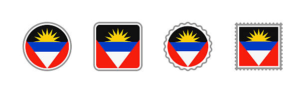Antigua and Barbuda - Set Of Flags Of Different Shapes. Flat Collection.