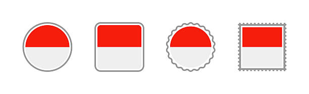 Indonesia - Set Of Flags Of Different Shapes. Flat Collection.