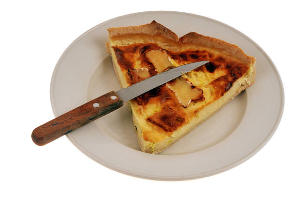 Food and drink: plate of Food and drink: Traditional french pie with bacon and cheese