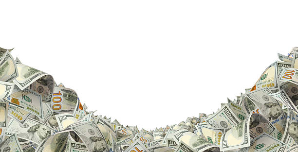 istock Hundred dollar bills forming a lower frame, isolated on white background 2253598961