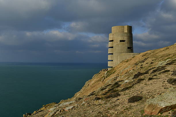 WW2 Radio tower on a coastal cliff on Boxing day.