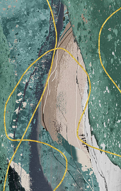 istock Vertical 3d abstract marble wallpaper for wall decor. Canvas resin geode and abstract functional art, watercolor geode painting. golden, white and green, turquoise background. 2253603327