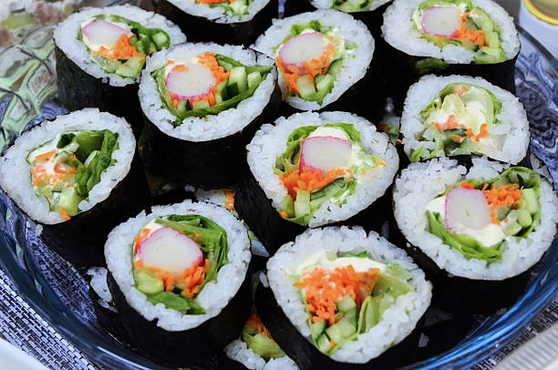 istock A plate of California-style uramaki spring rolls for lunch. 2253607330